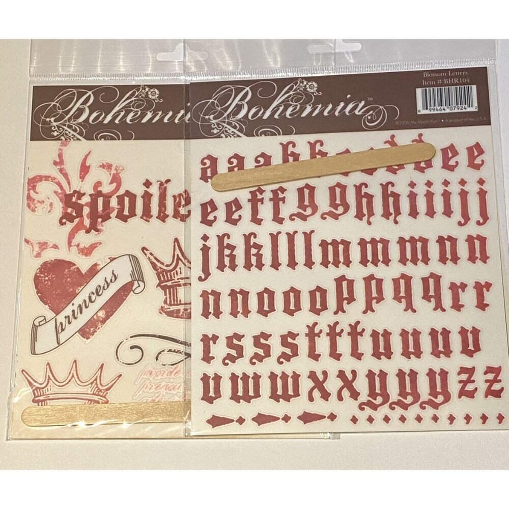 Lot Of 2 MME Rubons My Minds Eye Transfer Bohemia Blossom New scrapbook journal